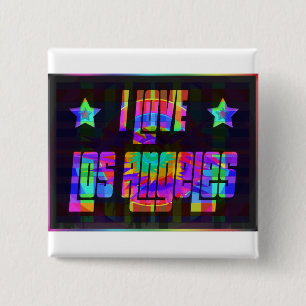 Badge Carré 5 Cm J'AIME LA Beau NeonButton