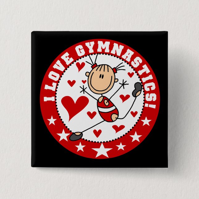 Badge Carré 5 Cm J'aime la gymnastique (Devant)