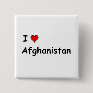 Badge Carré 5 Cm J'aime l'Afghanistan