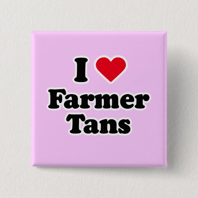 Badge Carré 5 Cm J'aime l'agriculteur se bronze (Devant)