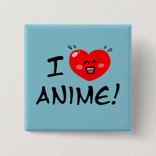 Badge Carré 5 Cm J'aime l'Anime