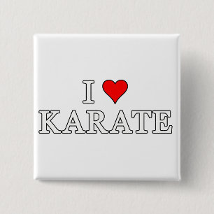 Badge Carré 5 Cm J'aime le bouton de karaté