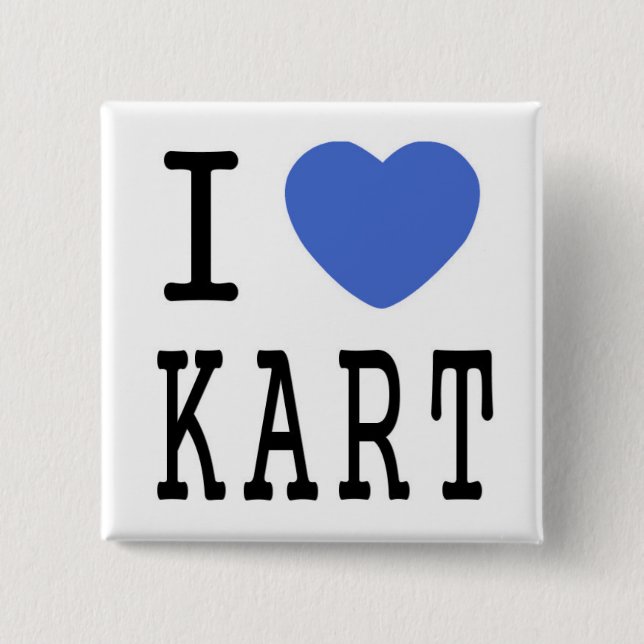 Badge Carré 5 Cm J'aime le bouton de KART (Devant)