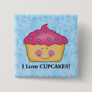 Badge Carré 5 Cm J'aime le bouton de petits gâteaux