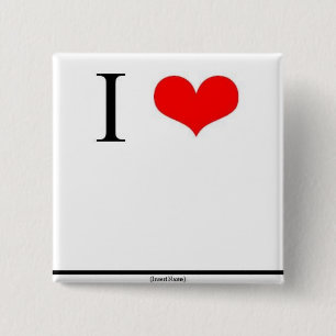 Badge Carré 5 Cm J'aime (le nom d'insertion)