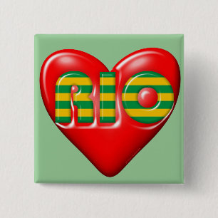 Badge Carré 5 Cm J'aime le Rio de Janeiro