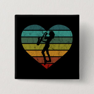 Badge Carré 5 Cm J'aime le saxophone et le saxophoniste