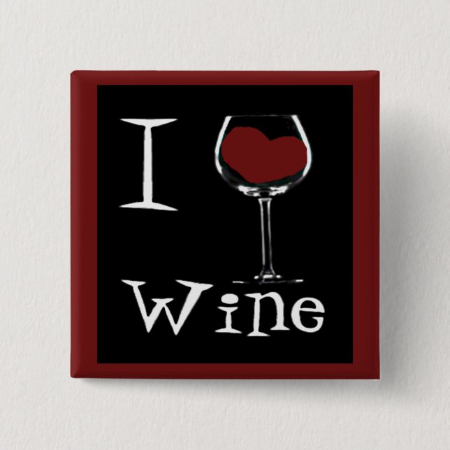 Badge Carré 5 Cm J'aime le Vin-Coeur (Devant)