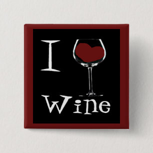 Badge Carré 5 Cm J'aime le Vin-Coeur