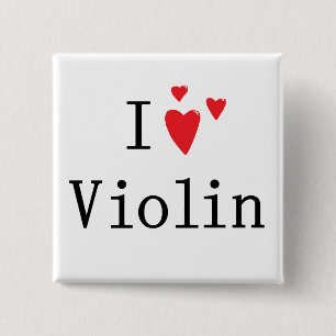 Badge Carré 5 Cm J'aime le violon