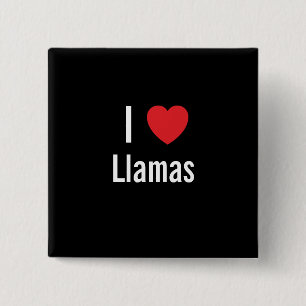 Badge Carré 5 Cm J'aime les lamas