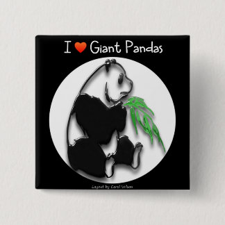 BADGE CARRÉ 5 CM J'AIME LES PANDAS GÉANTS