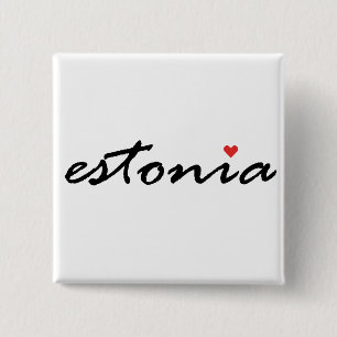 Badge Carré 5 Cm J'aime l'Estonie
