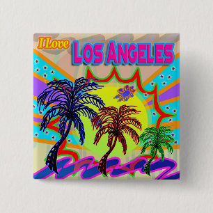 Badge Carré 5 Cm J'AIME Los Angeles Eternal Button