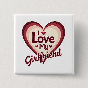 Badge Carré 5 Cm J'aime ma petite amie personnalisé