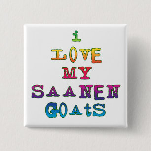 Badge Carré 5 Cm J'Aime Mes Chèvres Saanen