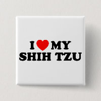 J'aime mon bouton Shih Tzu