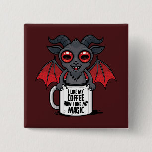 Badge Carré 5 Cm J'aime mon café comme j'aime ma magie