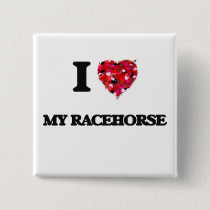 Badge Carré 5 Cm J'aime mon cheval de course