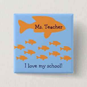 Badge Carré 5 Cm J'aime mon étiquette de nom de professeur