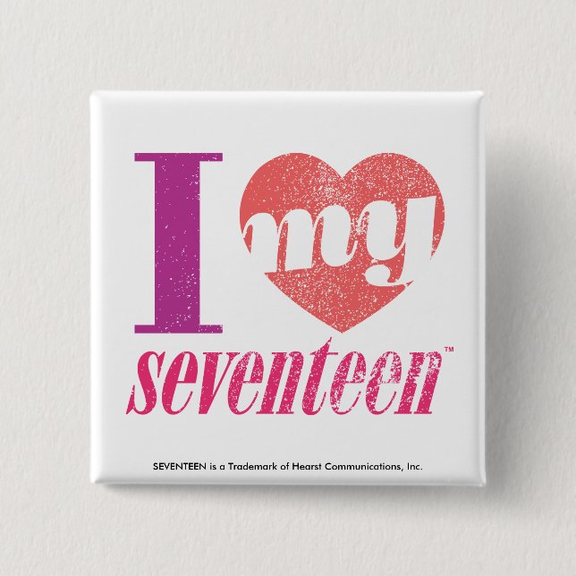 Badge Carré 5 Cm J'aime mon rose 17 (Devant)