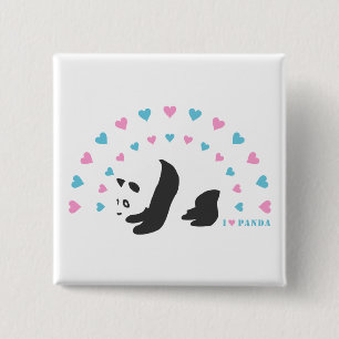 Badge Carré 5 Cm J'aime Panda