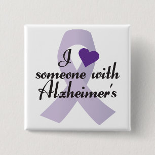 Badge Carré 5 Cm J'aime quelqu'un avec Alzheimers