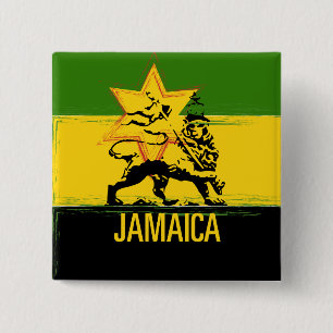 Badge Carré 5 Cm Jamaican Lion of Judah Button