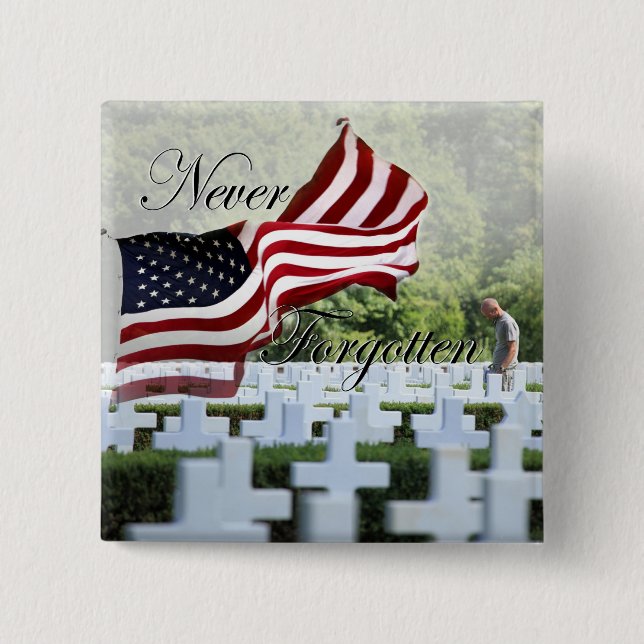 Badge Carré 5 Cm Jamais oublié - Memorial Day (Devant)