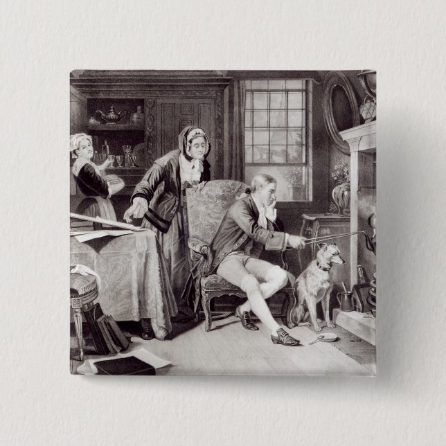 Badge Carré 5 Cm James Watt jouant avec la vapeur (Devant)