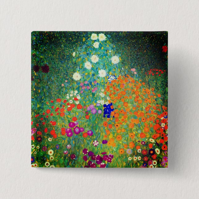 Badge Carré 5 Cm Jardin aux fleurs Gustav Klimt (Devant)