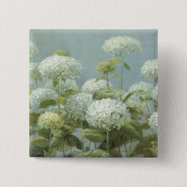Badge Carré 5 Cm Jardin blanc d'hortensia (Devant)