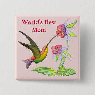 Badge Carré 5 Cm Jardin de colibri pour la maman