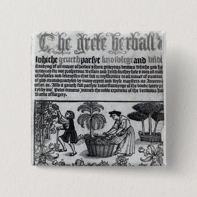 Badge Carré 5 Cm Jardin de herbes aromatiques médiéval (Devant)
