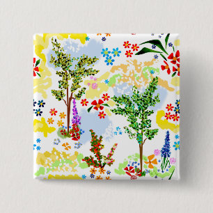 Badge Carré 5 Cm Jardin d'été