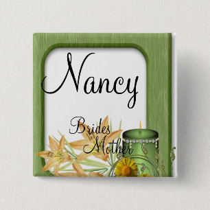Badge Carré 5 Cm Jardin élégant Classy Mariées Mère Mariage