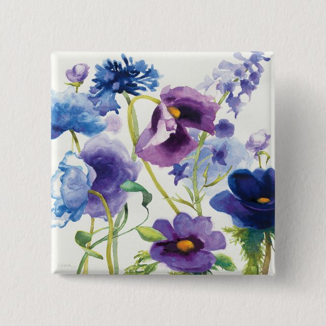 Badge Carré 5 Cm Jardin mélangé bleu et pourpre (Devant)