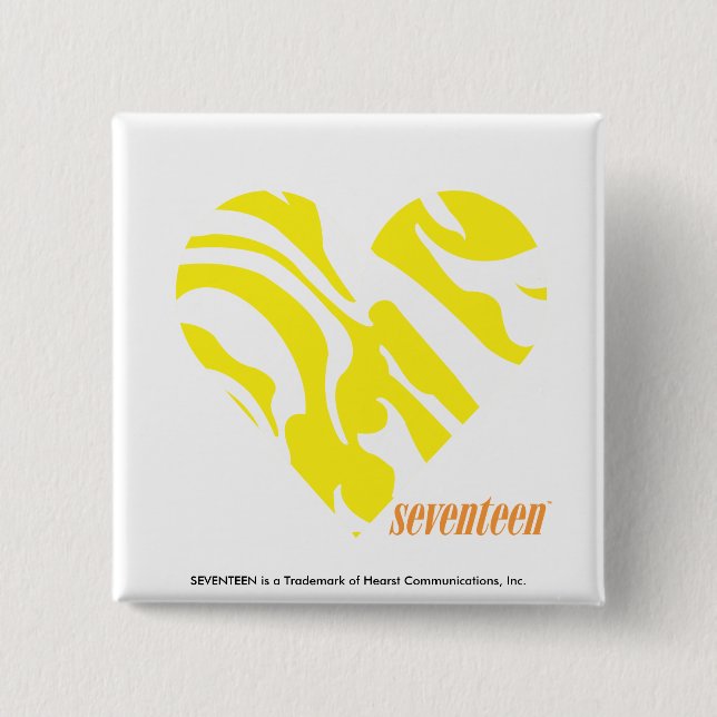 Badge Carré 5 Cm Jaune 4 de zèbre (Devant)
