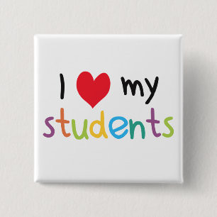 Badge Carré 5 Cm J'Coeur Mes Étudiants L'Enseignant Aime