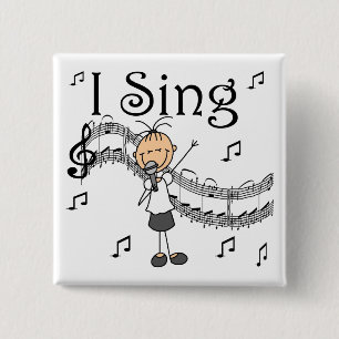 Badge Carré 5 Cm Je chante le bouton