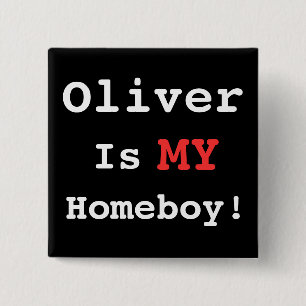 Badge Carré 5 Cm Je Coeur Oliver !