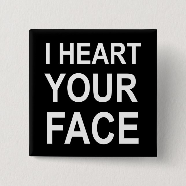 BADGE CARRÉ 5 CM JE COEUR TON VISAGE (Devant)
