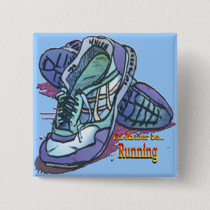 Badge Carré 5 Cm Je courrais plutôt - des baskets