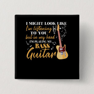 Badge Carré 5 Cm Je joue ma basse guitare