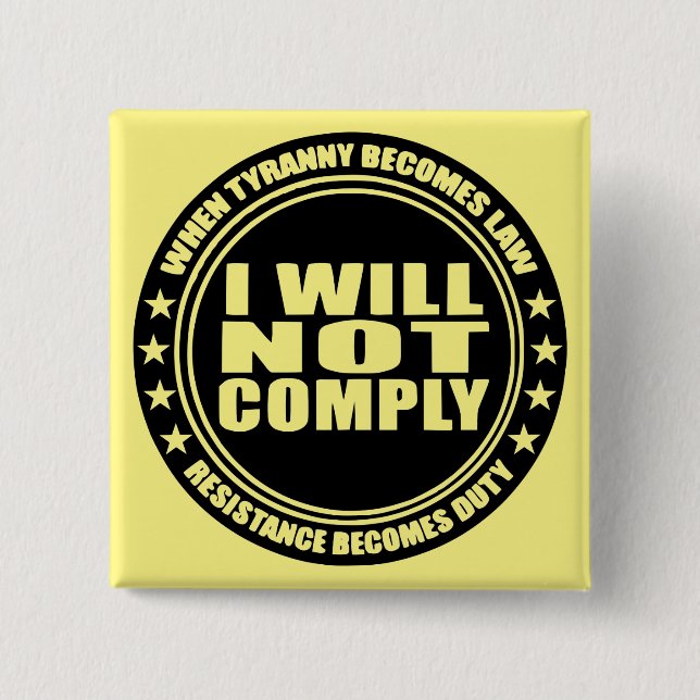 Badge Carré 5 Cm Je Ne Respecterai Pas #USAPatriotGraphics © (Devant)