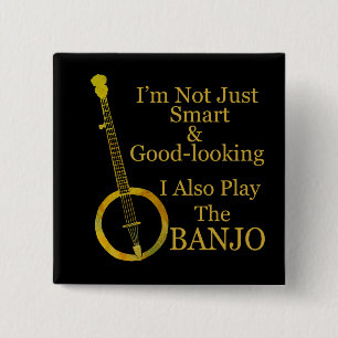 Badge Carré 5 Cm Je ne suis pas banjo simplement intelligent et