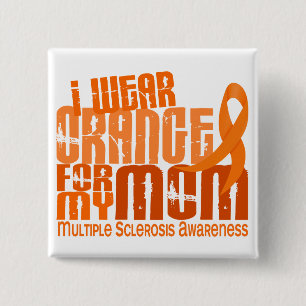 Badge Carré 5 Cm Je porte la milliseconde orange de sclérose en