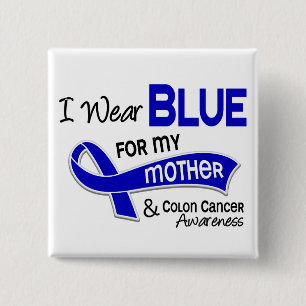 Badge Carré 5 Cm Je porte le bleu pour mon cancer du colon de la