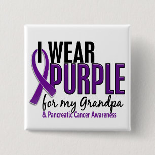 Badge Carré 5 Cm Je porte le pourpre pour mon Cancer pancréatique