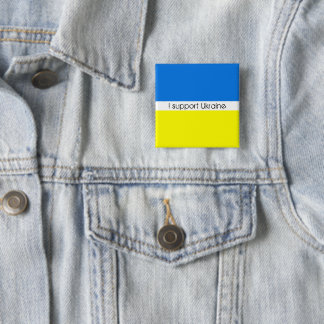 Badge Carré 5 Cm Je soutiens le bouton Ukraine Pinback